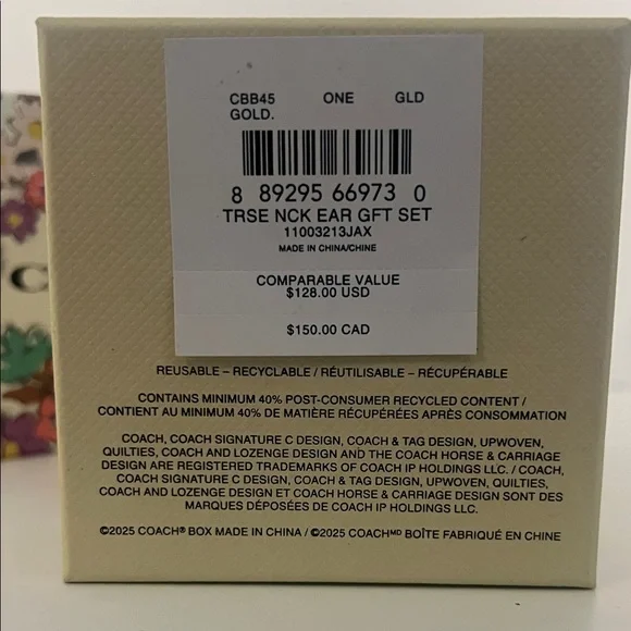 Coach Tea Rose Purple Stone Gold Tone Floral Pendant Necklace and Earrings Set - Picture 3 of 3